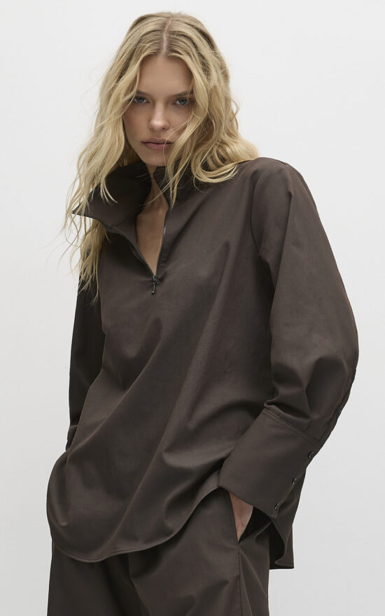 Half Zip Blouse product photo.