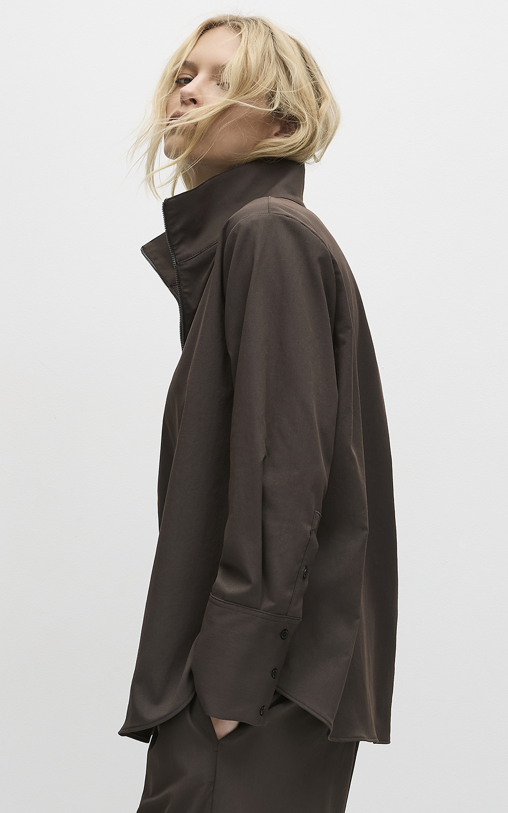 Half Zip Blouse product photo.