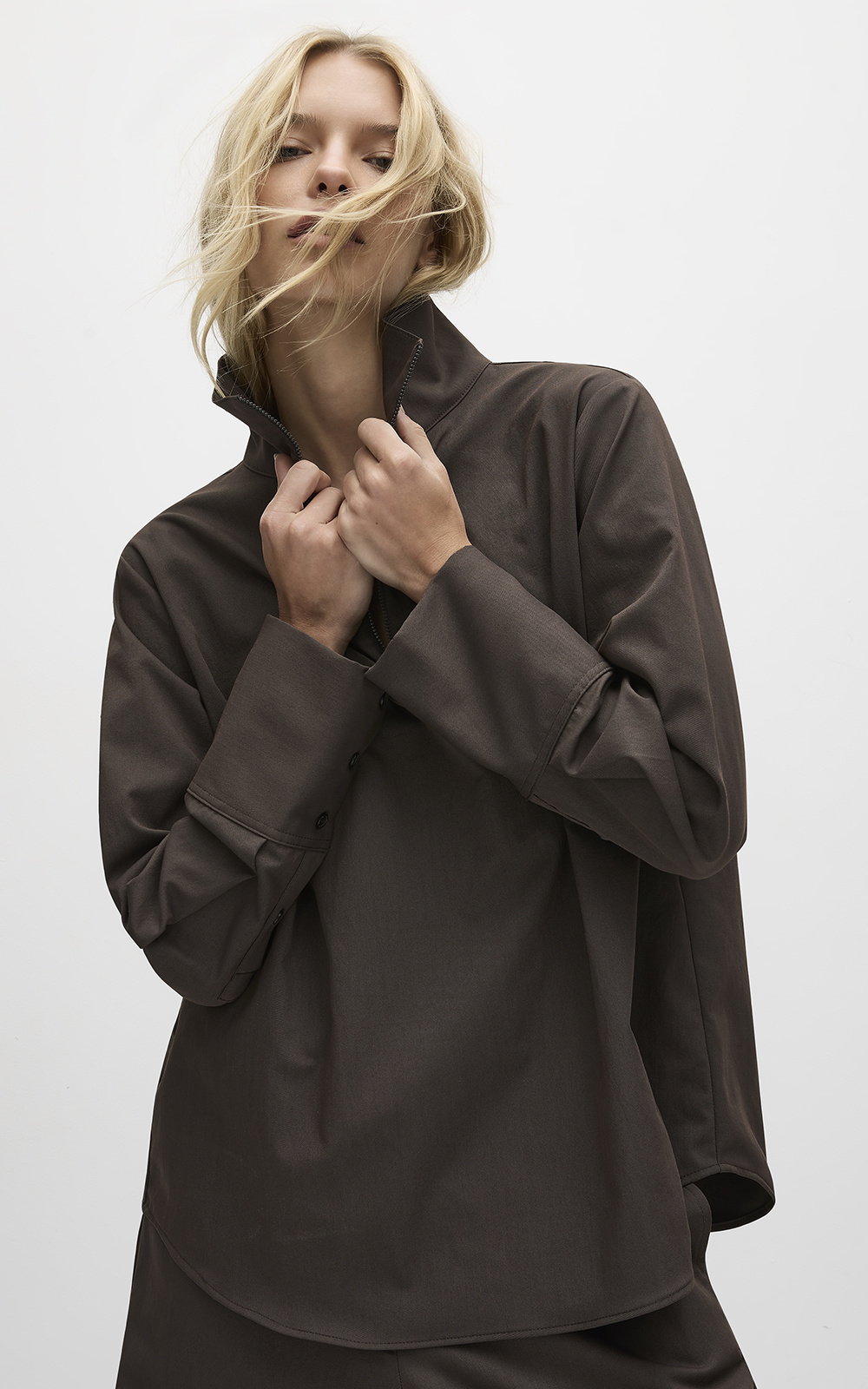 Half Zip Blouse product photo.