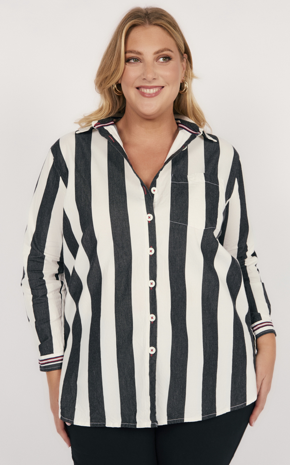 Natalia Oversized Shirt In Harbour Lines product photo.