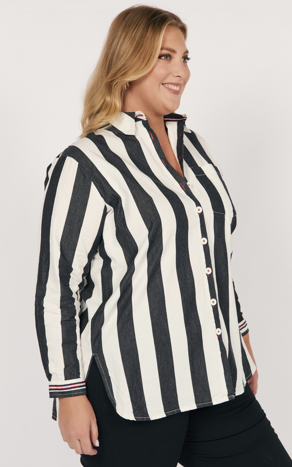 Natalia Oversized Shirt In Harbour Lines product photo.