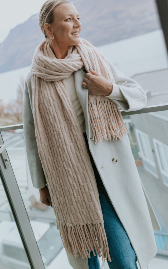 Adele Cable Knit Scarf product photo.