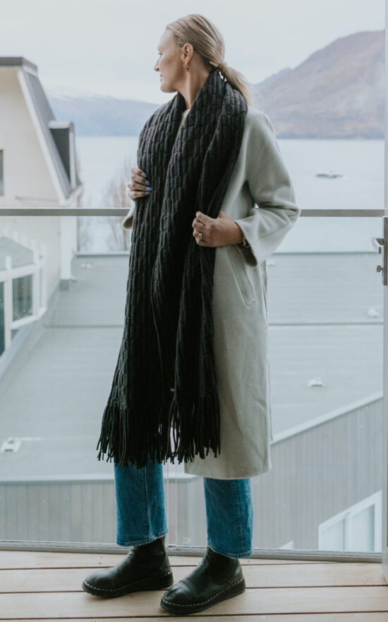 Adele Cable Knit Scarf product photo.