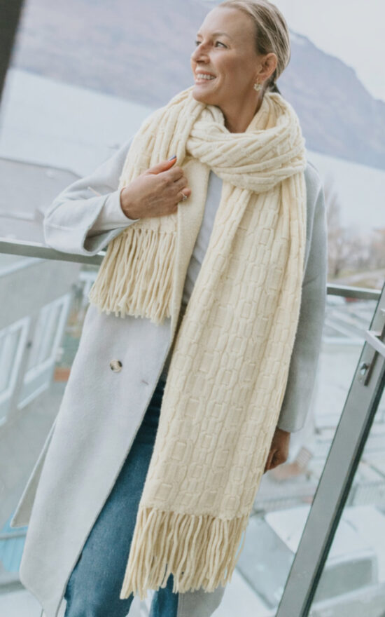 Adele Cable Knit Scarf product photo.
