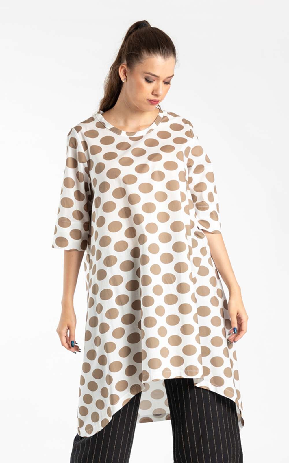 Taupe Spot Tunic product photo.