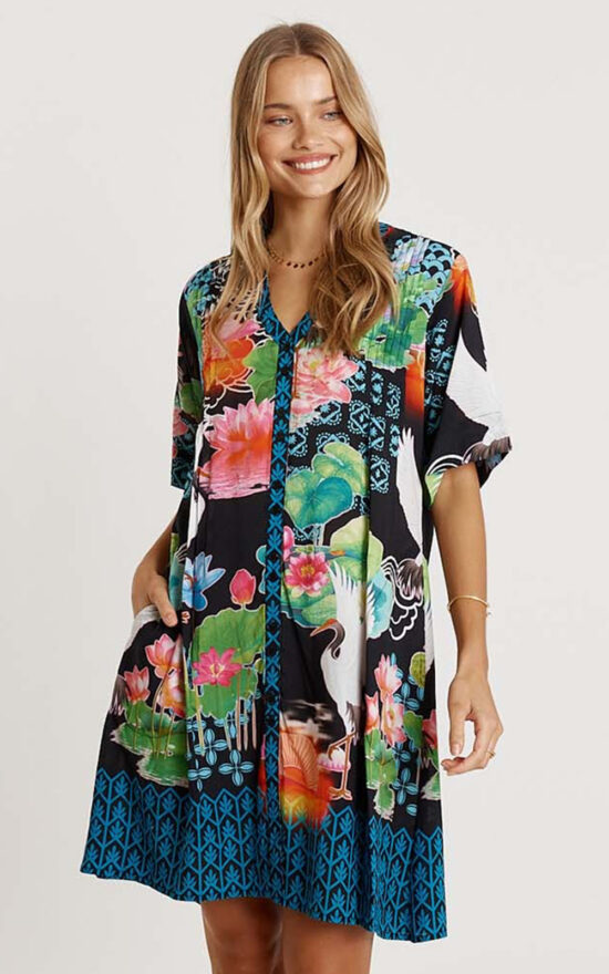 Akiko Button Dress product photo.