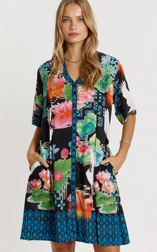 Akiko Button Dress product photo.