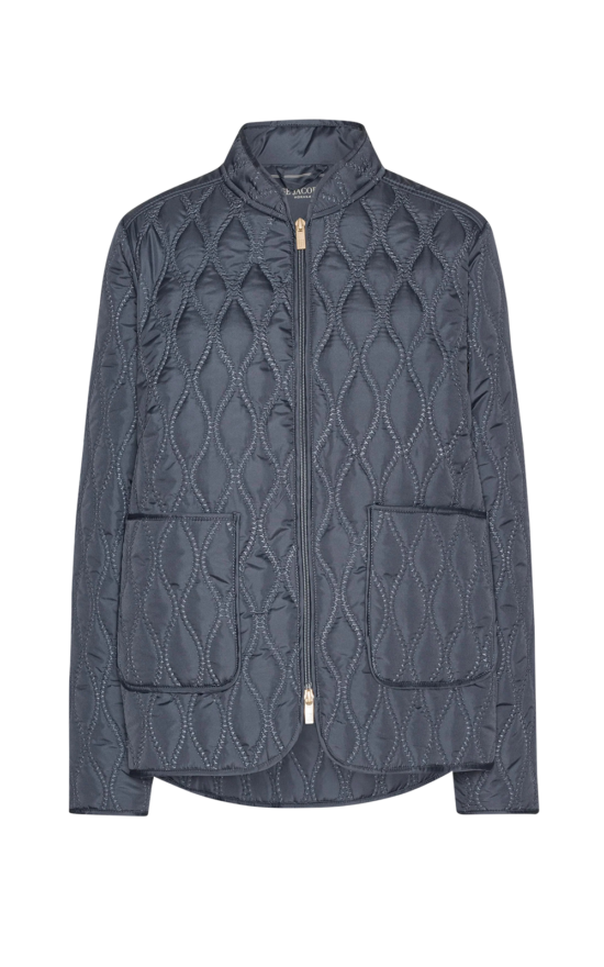 Short Quilted Two Way Zip Jacket  product photo.