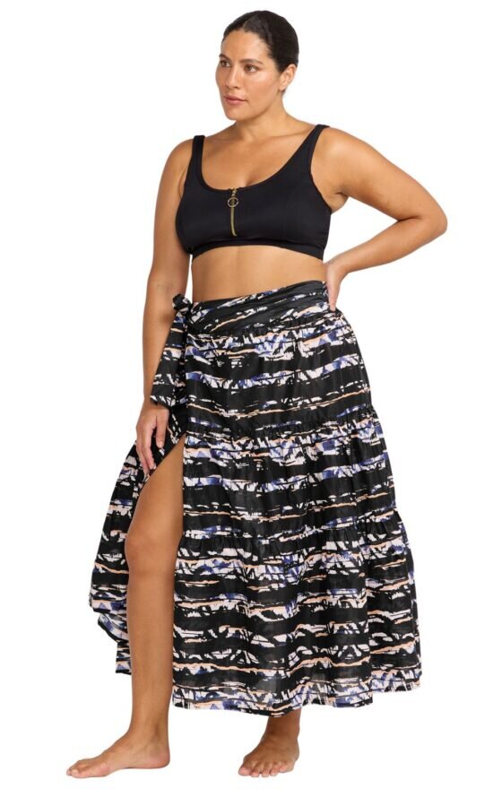 Elgar Maxi Tiered Wrap Skirt product photo.