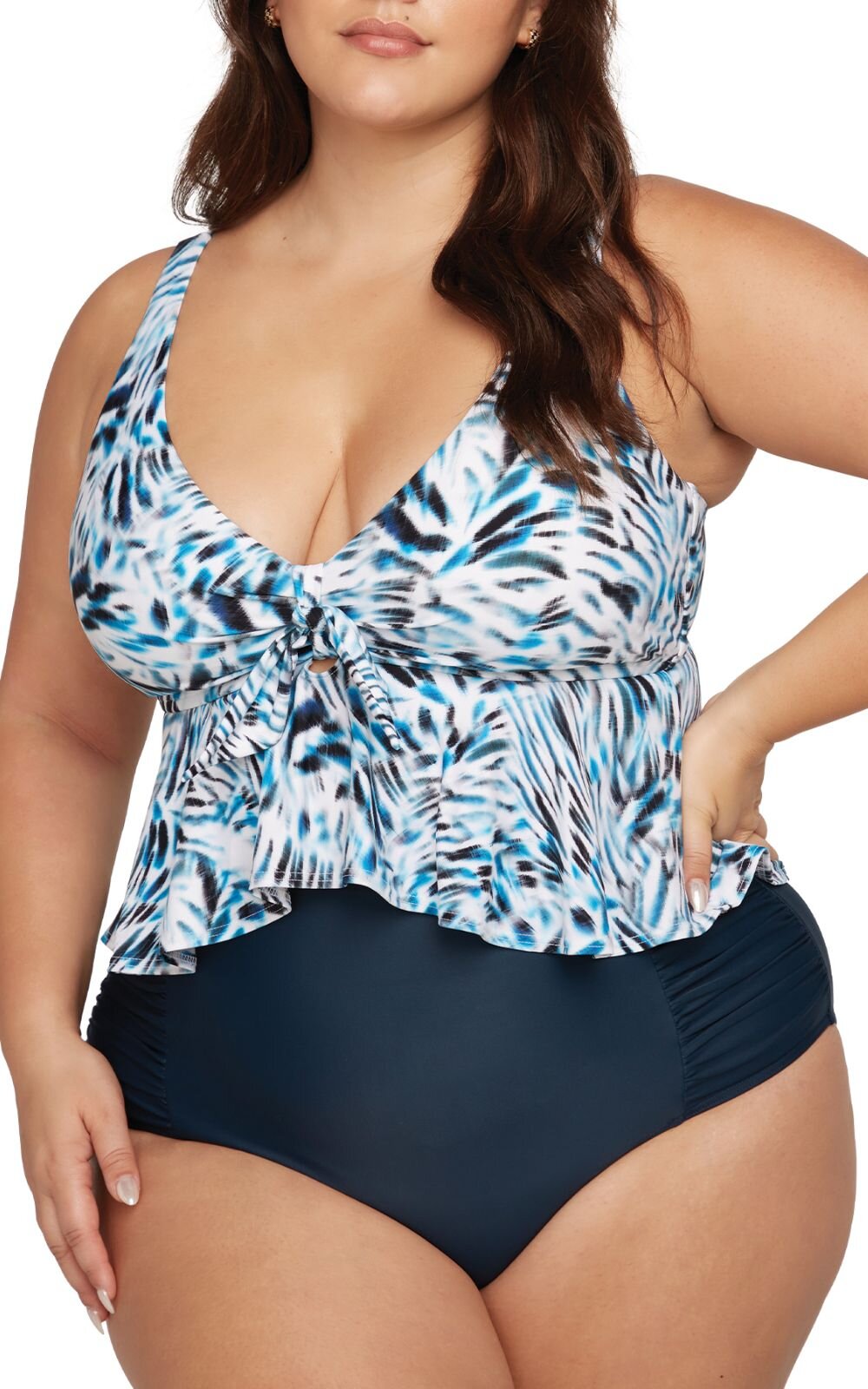 Botticelli High Waist Rouched Swim Pant product photo.