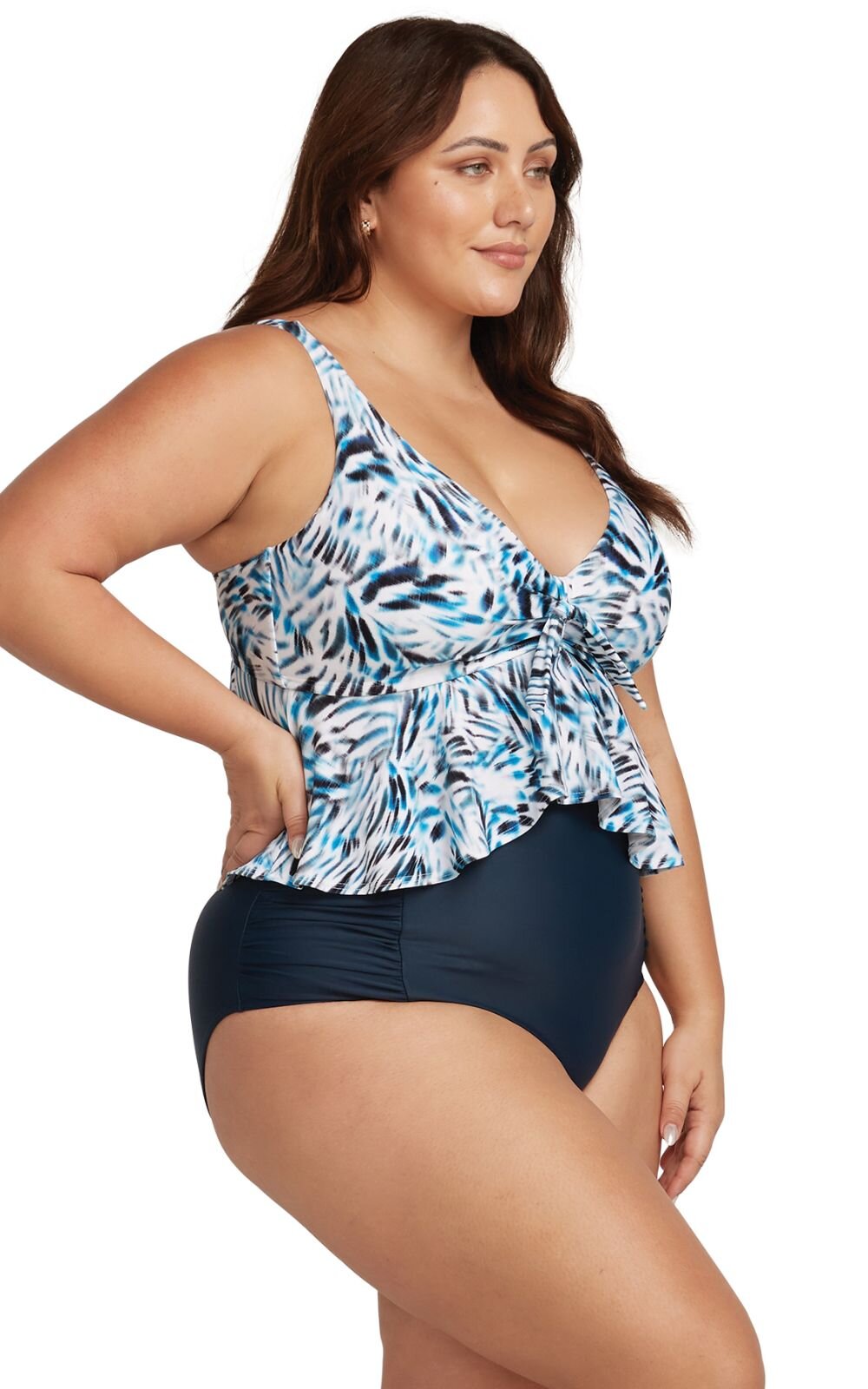 Botticelli High Waist Rouched Swim Pant product photo.