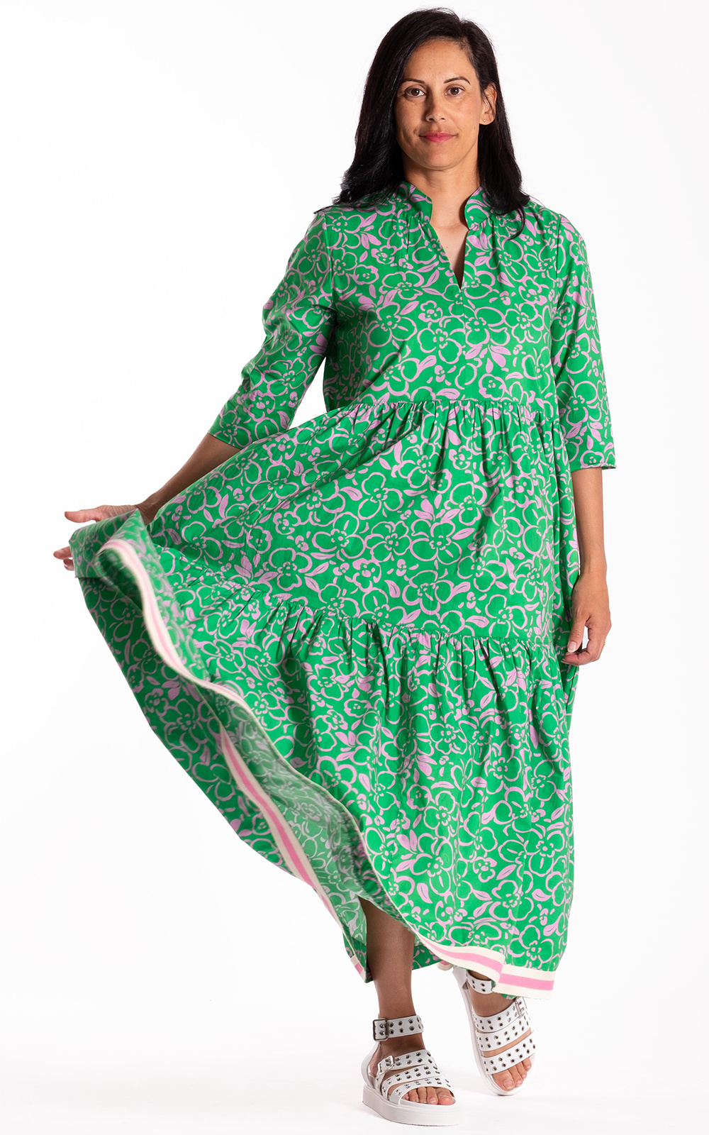 Collar Tiered Dress product photo.