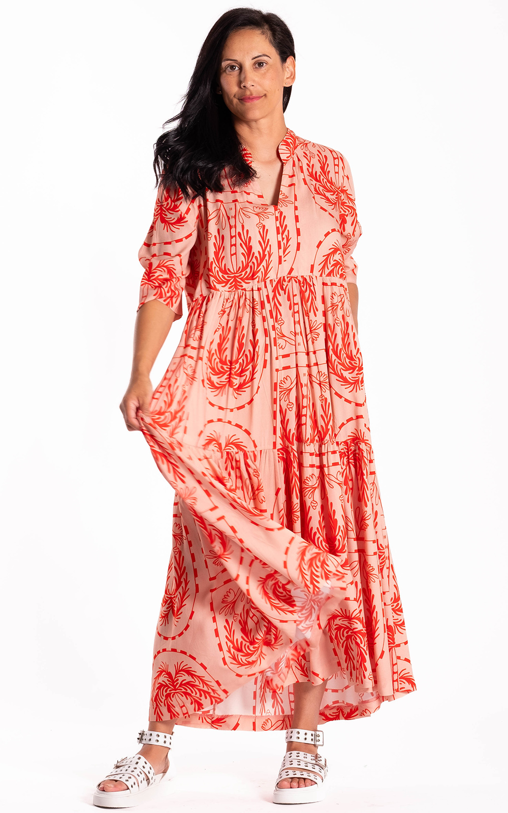 Collar Tiered Dress product photo.