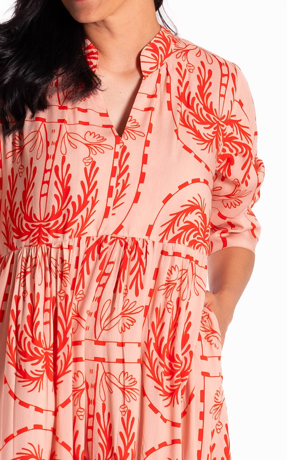 Collar Tiered Dress product photo.
