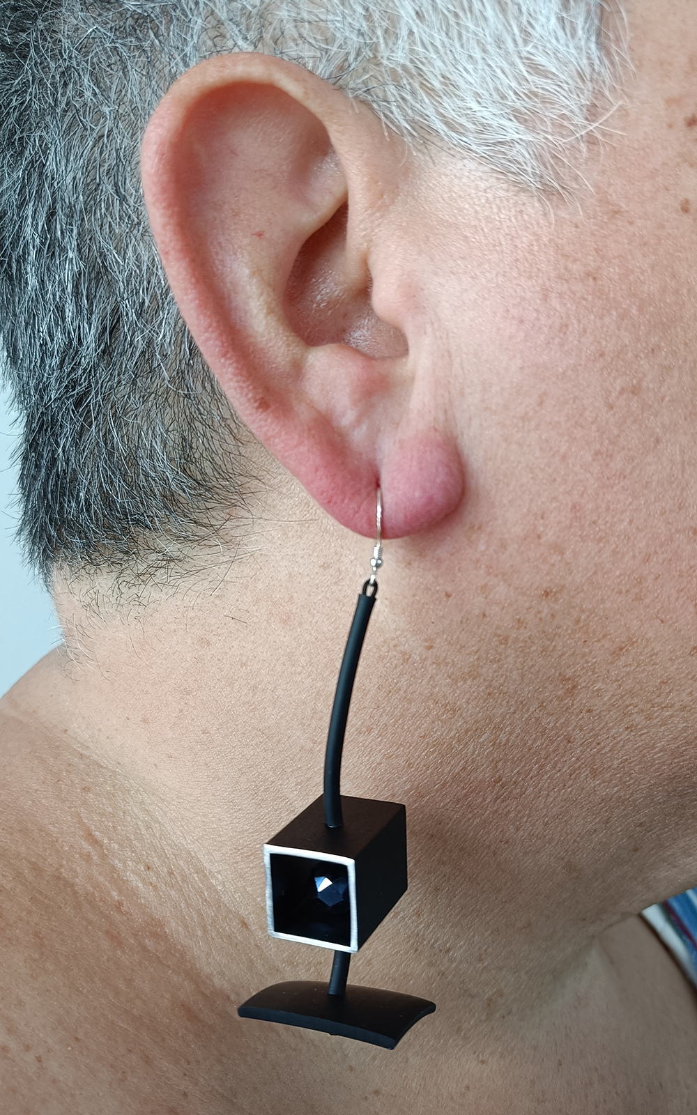 Rectangle Tube Bead Earrings product photo.