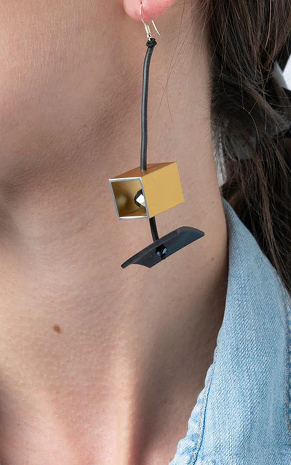 Rectangle Tube Bead Earrings product photo.