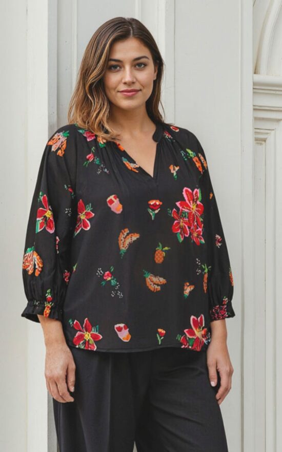 Robin Peasant Top In Tapestry Blooms  product photo.