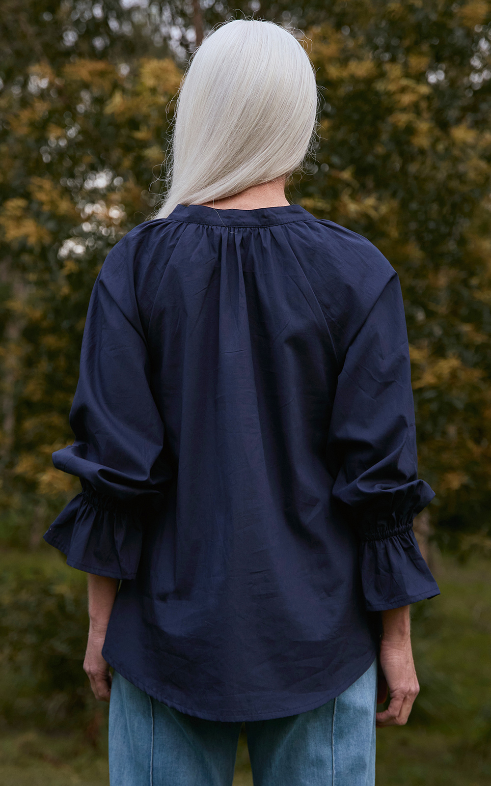 Robin Frill Cuff Top Poplin product photo.