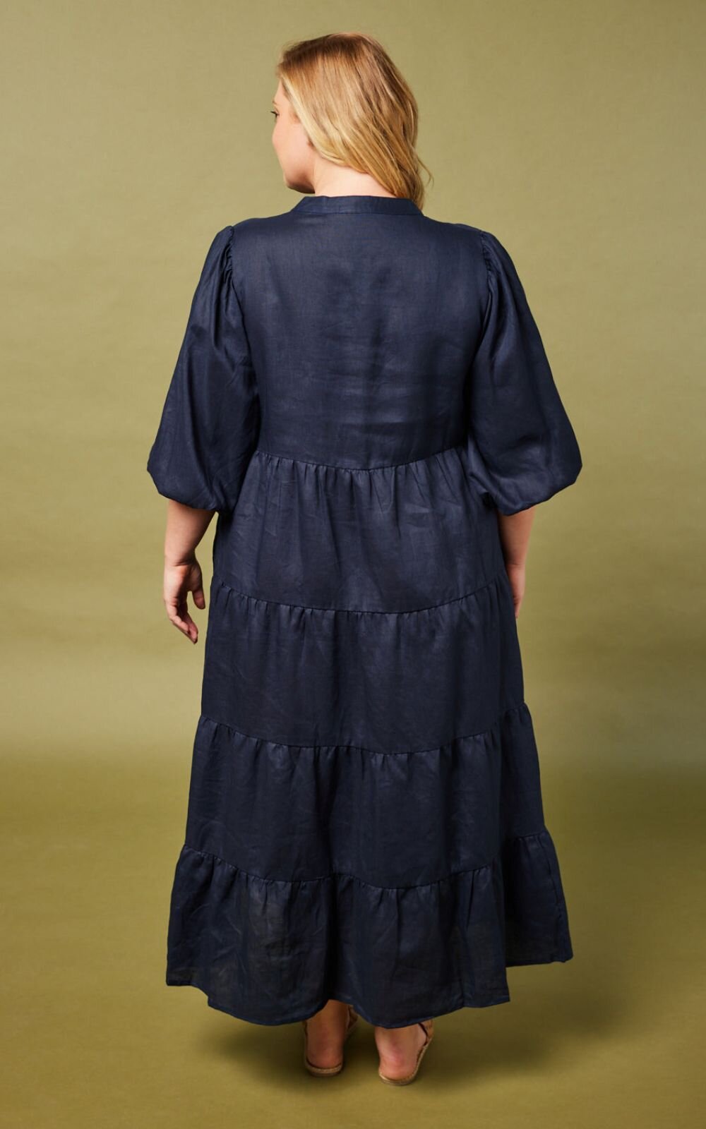 Sabre V Neck Linen Dress product photo.