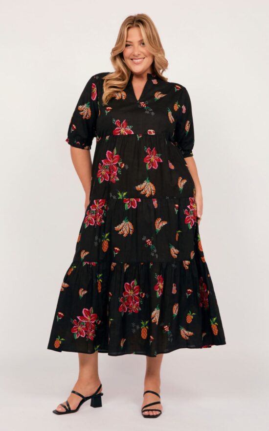 Sabre V Neck Dress In Tapestry Blooms  product photo.