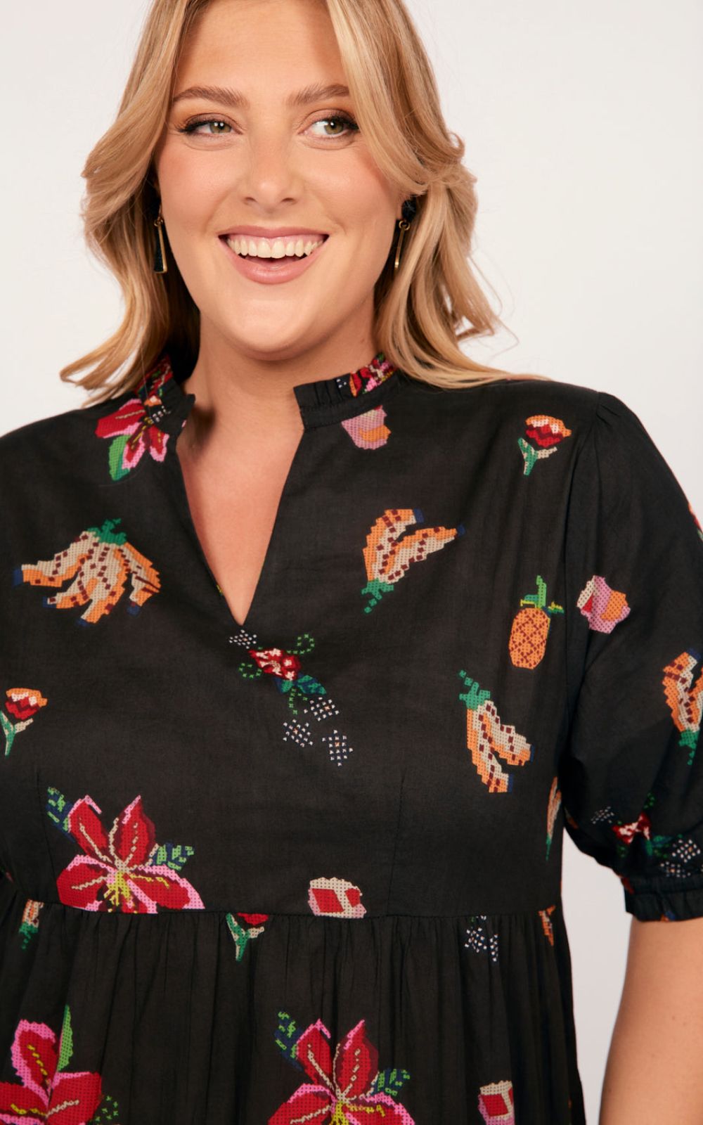 Sabre V Neck Dress In Tapestry Blooms  product photo.