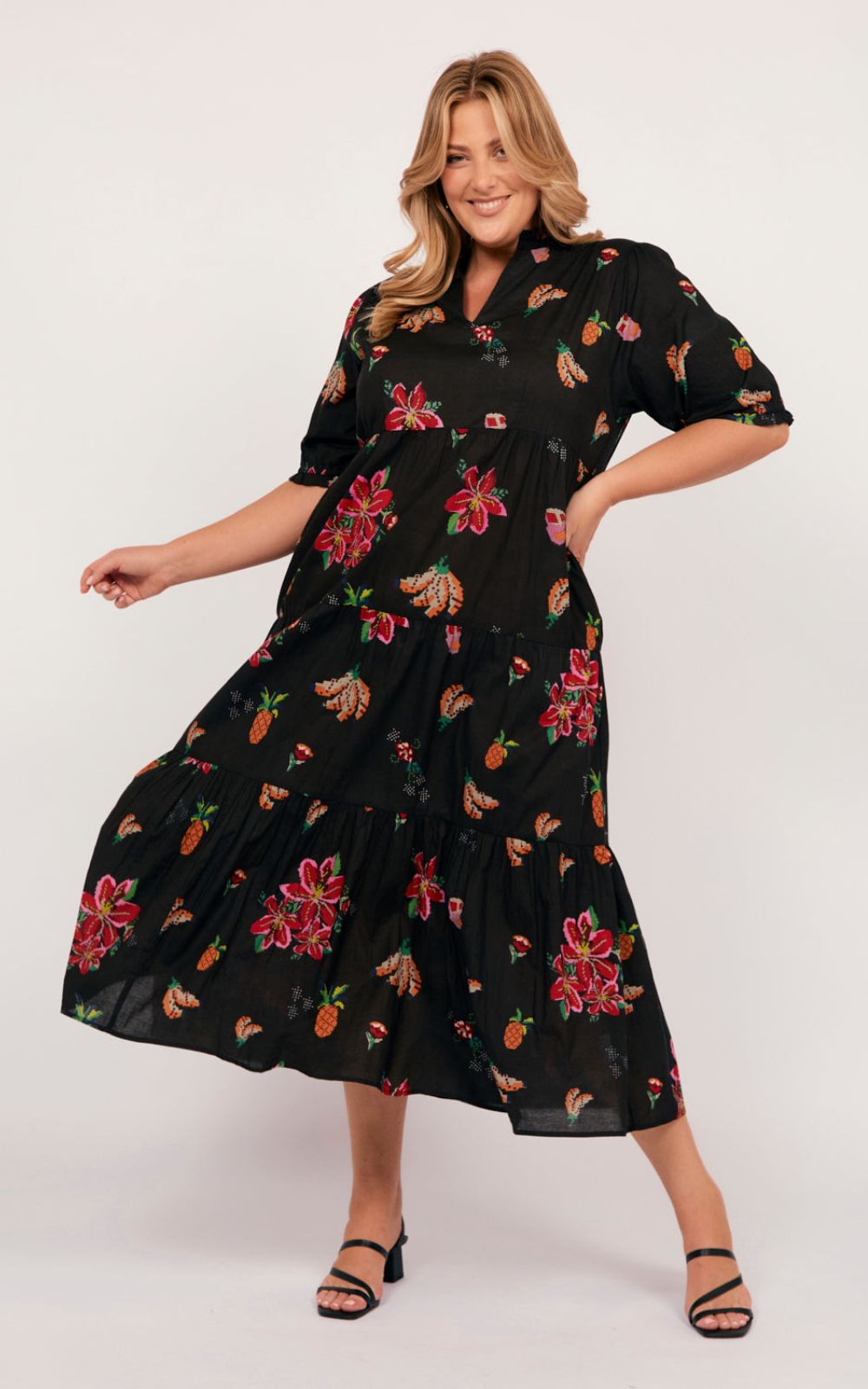 Sabre V Neck Dress In Tapestry Blooms  product photo.