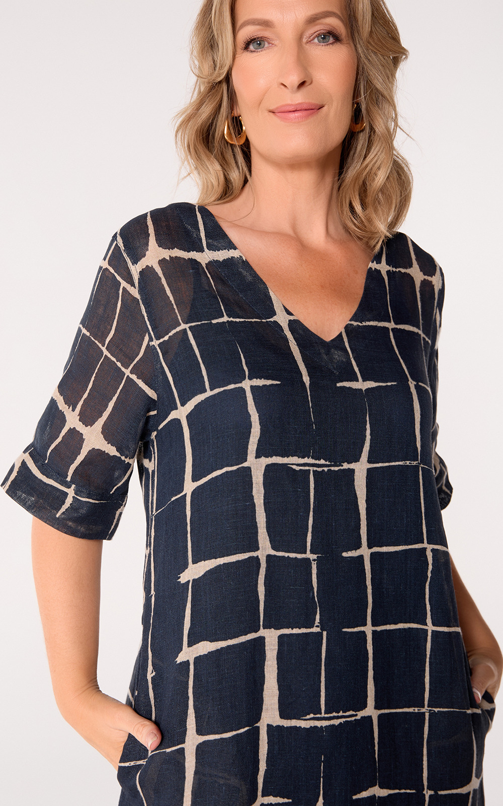 Tamara Linen V Neck Dress product photo.