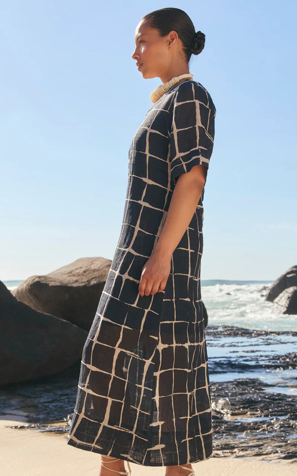 Tamara Linen V Neck Dress product photo.