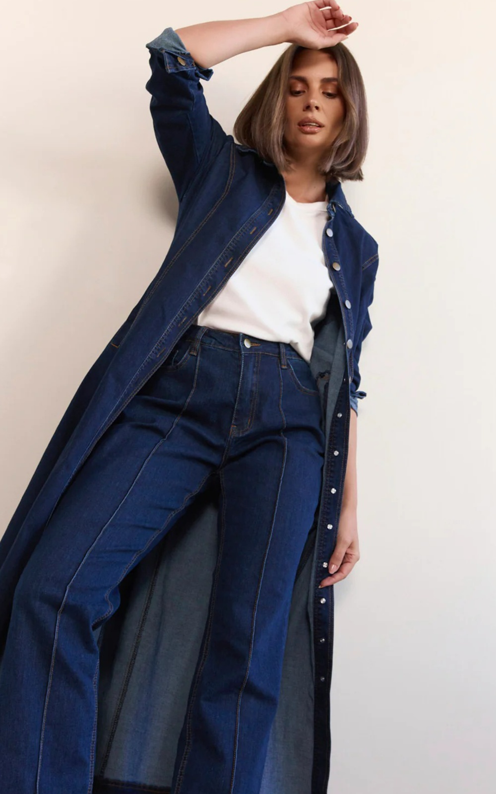 Collared Denim Dress product photo.