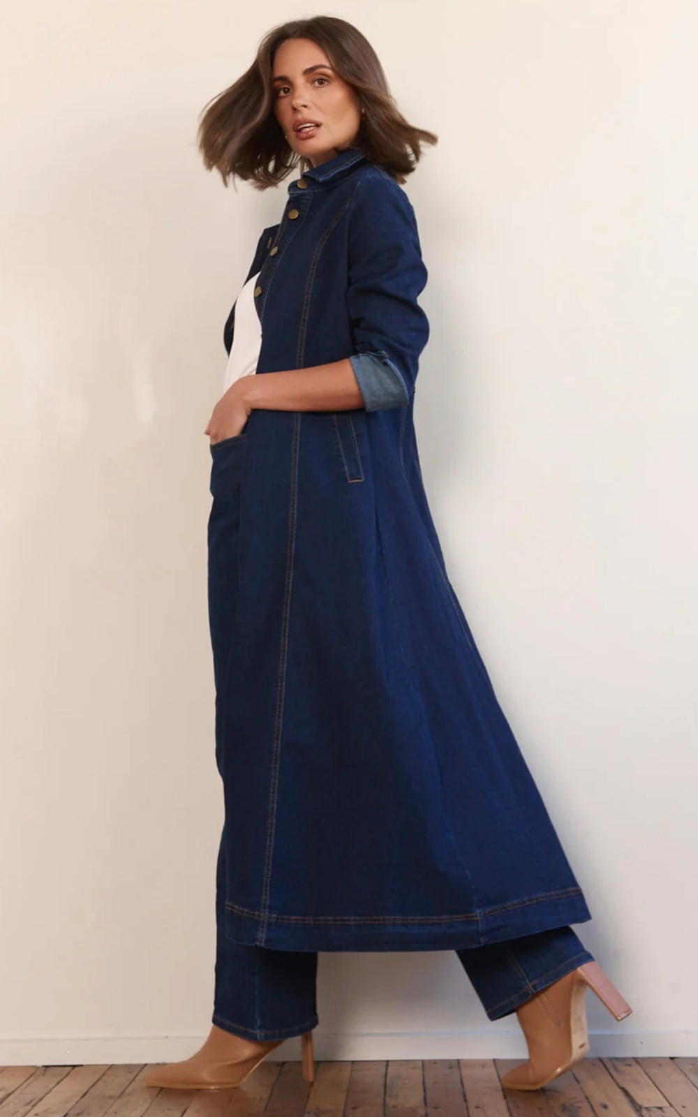 Collared Denim Dress product photo.