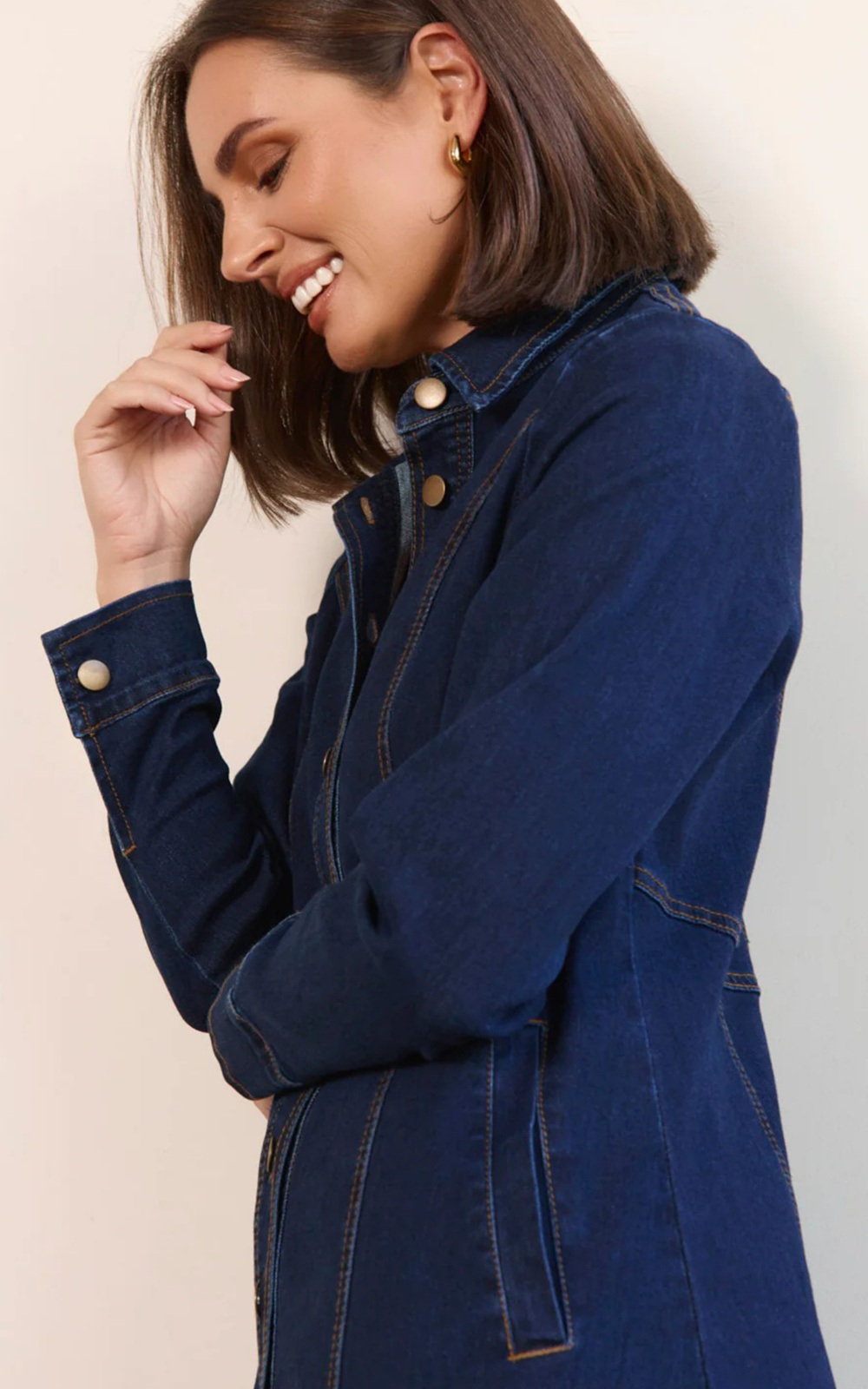 Collared Denim Dress product photo.