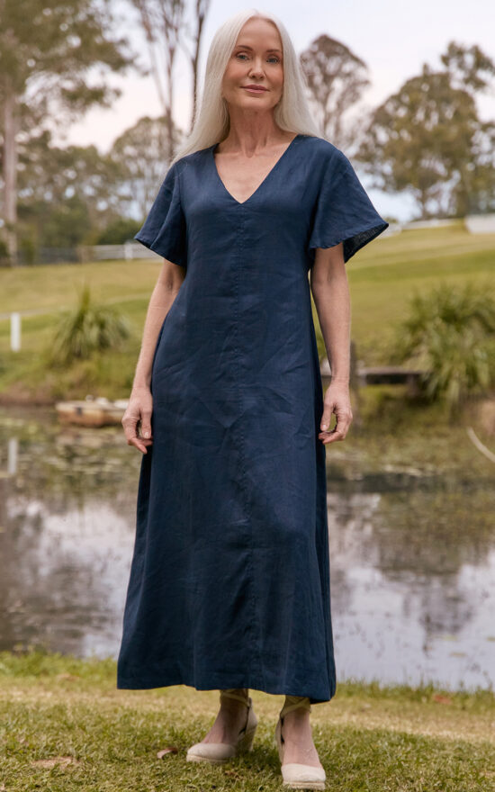Tatum Linen Flutter Sleeve Dress product photo.