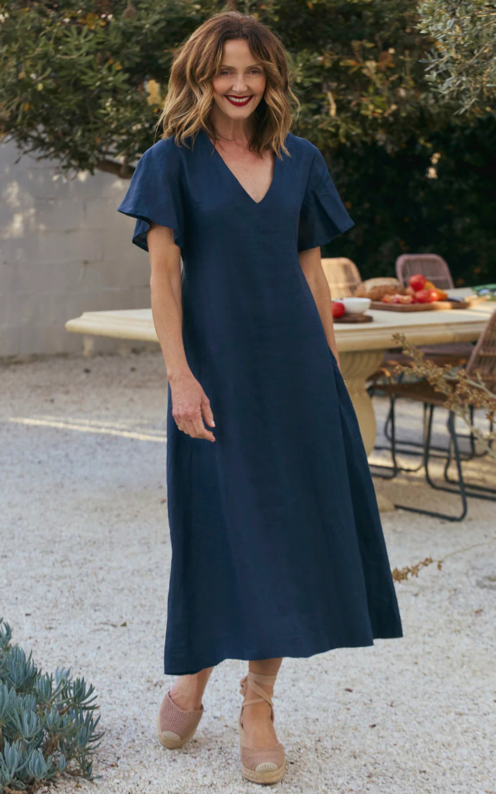 Tatum Linen Flutter Sleeve Dress product photo.