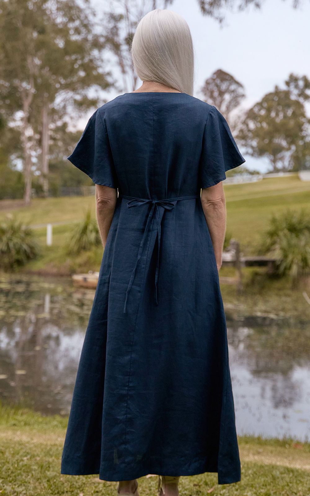Tatum Linen Flutter Sleeve Dress  product photo.