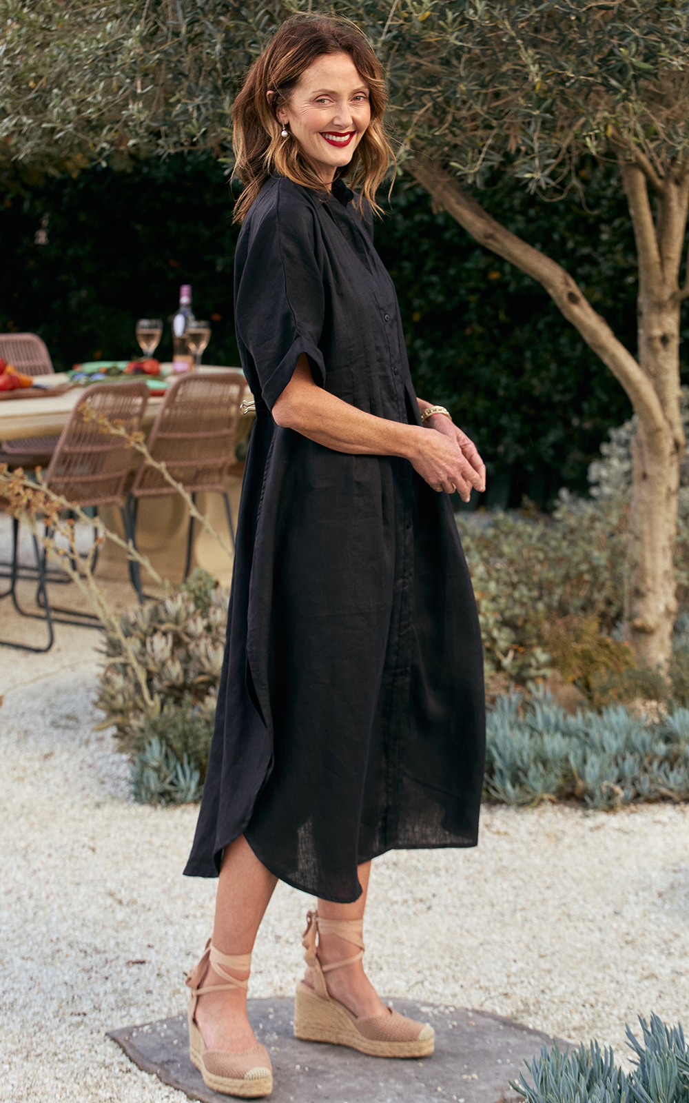 Bridget Linen Pleated Dress product photo.