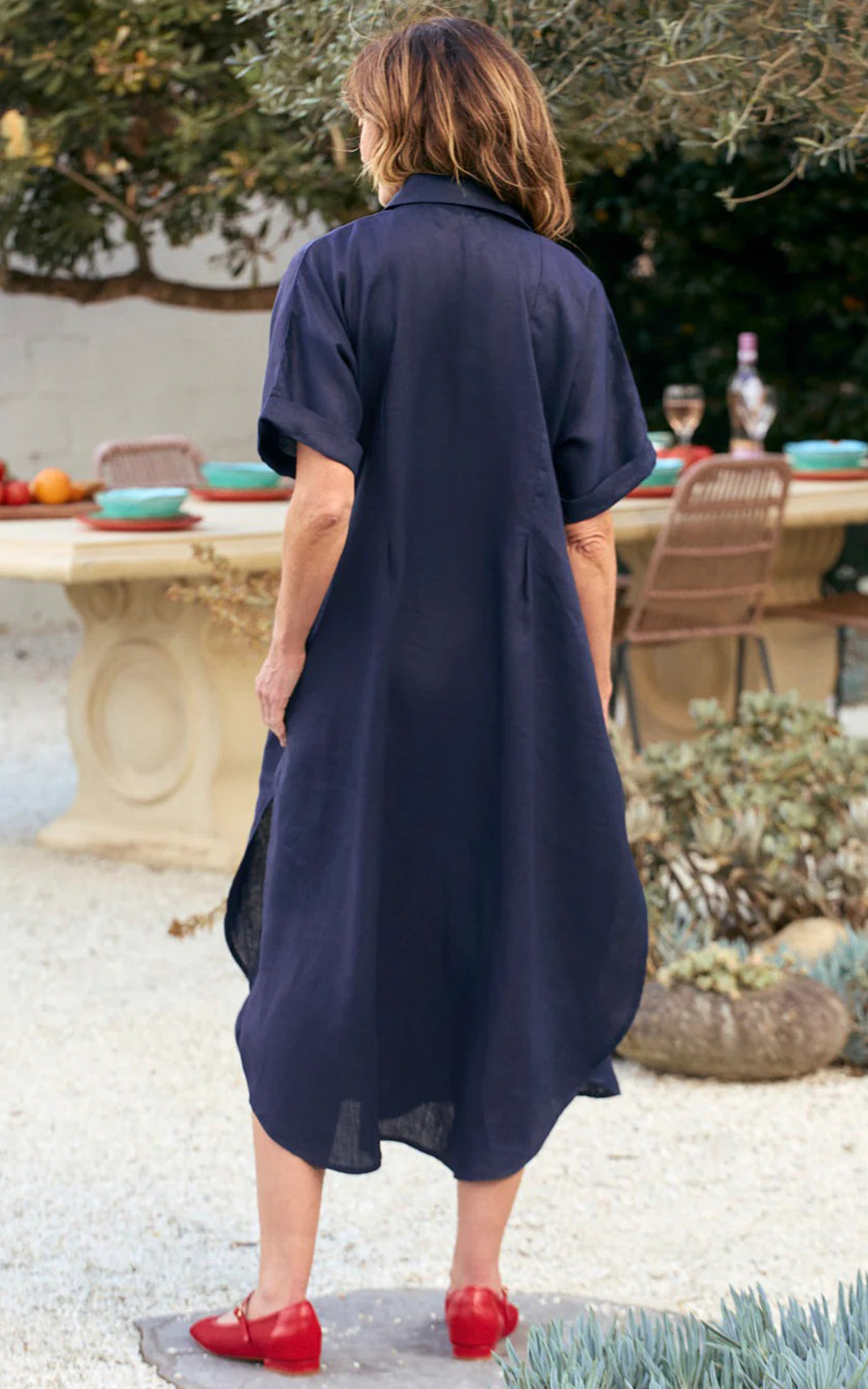 Bridget Linen Pleated Dress product photo.