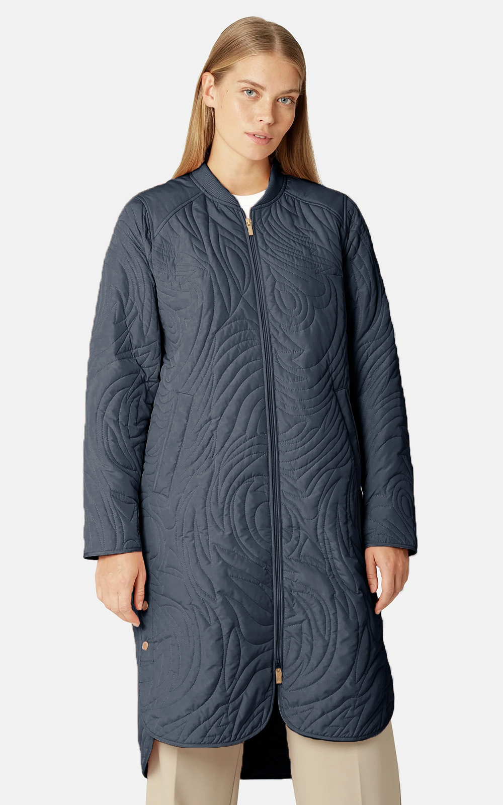 Long Quilted A Shaped Jacket product photo.