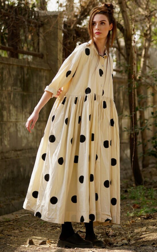 Edith Long Dress In Cotton Twill product photo.