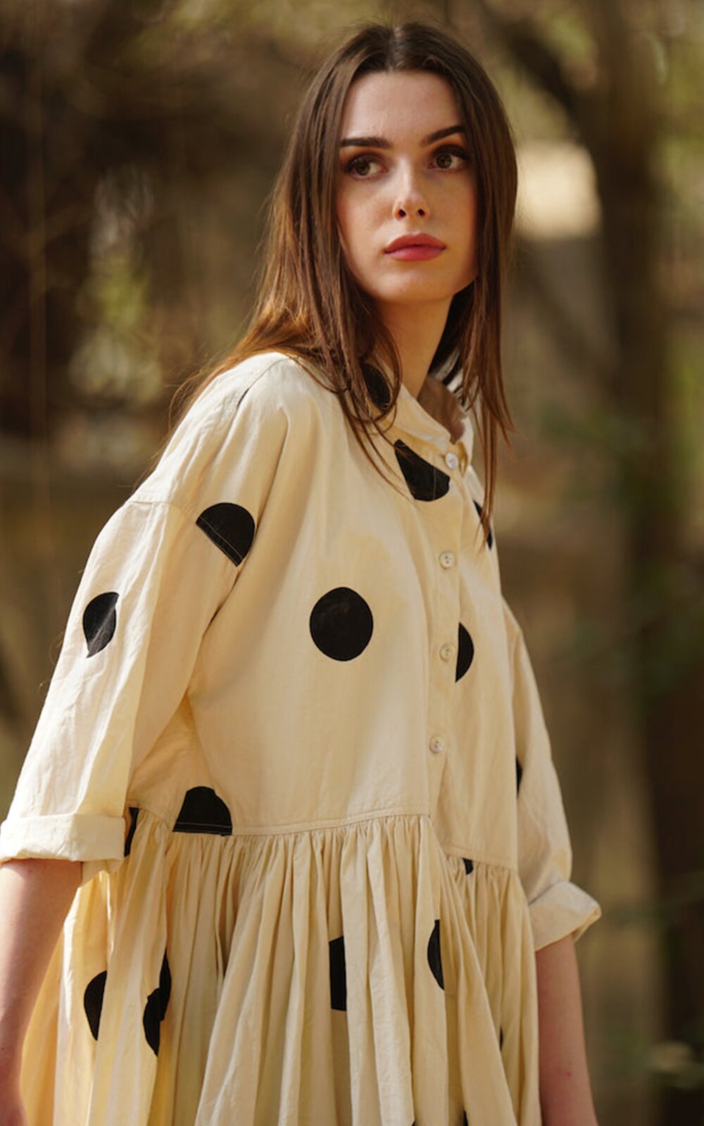 Edith Long Dress In Cotton Twill product photo.