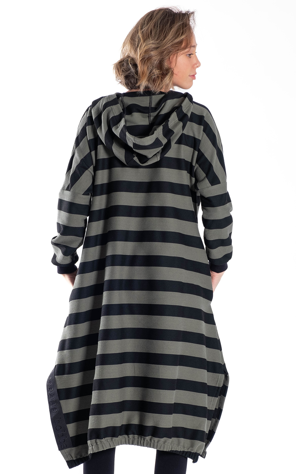 Eva Hoodie Dress-Stripe product photo.