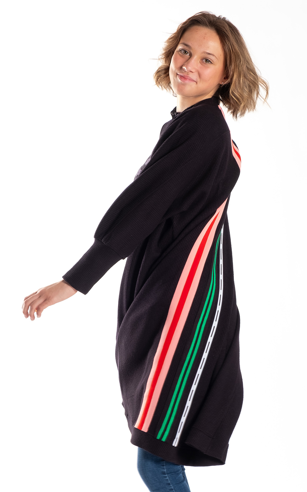 Poppy Cardi Multi Stripe product photo.