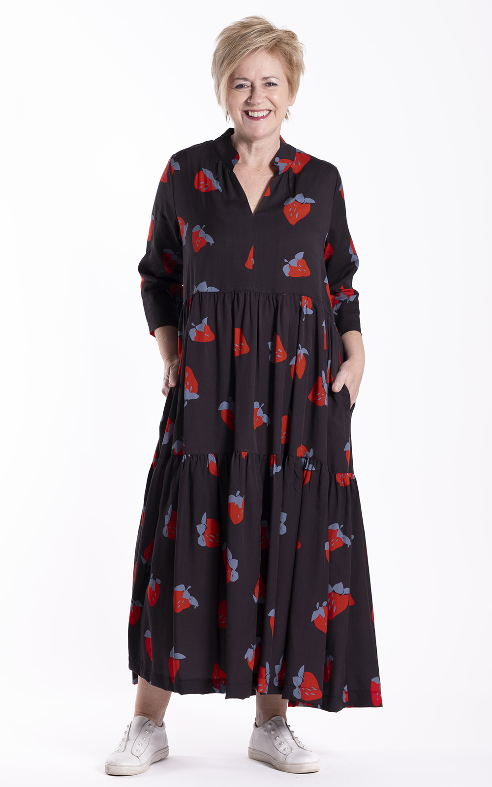 Collar Tiered Dress product photo.