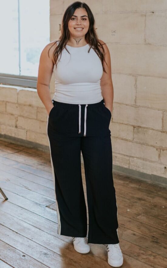 Indiana Side Stripe Wide Leg Pant product photo.