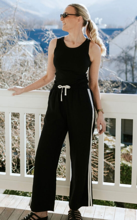 Indiana Side Stripe Wide Leg Pant product photo.