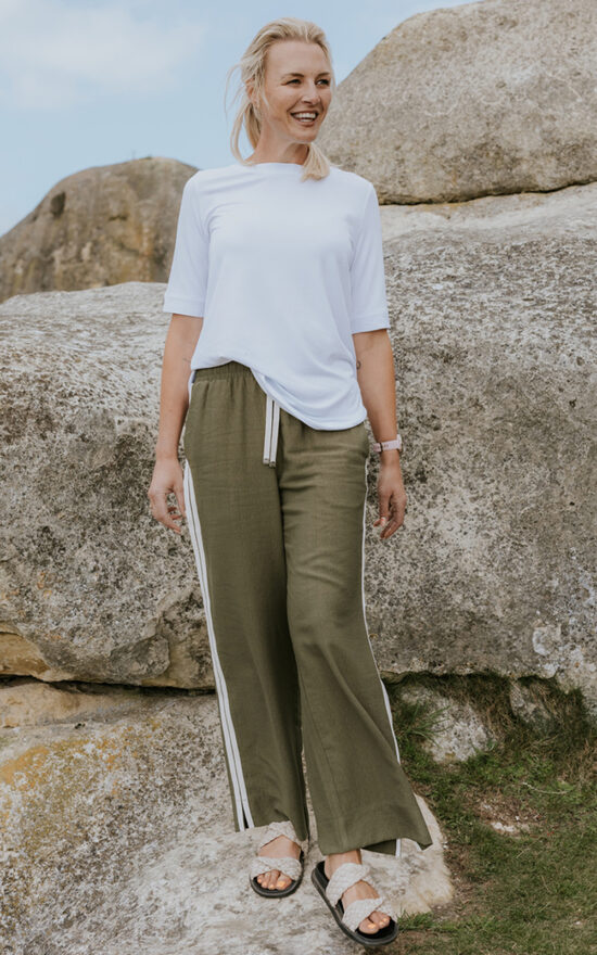 Indiana Side Stripe Wide Leg Pant product photo.