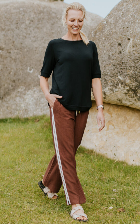 Indiana Side Stripe Wide Leg Pant product photo.