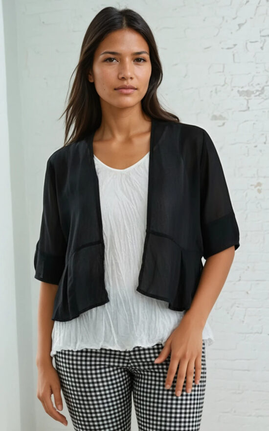 Amelia Pleated Jacket product photo.