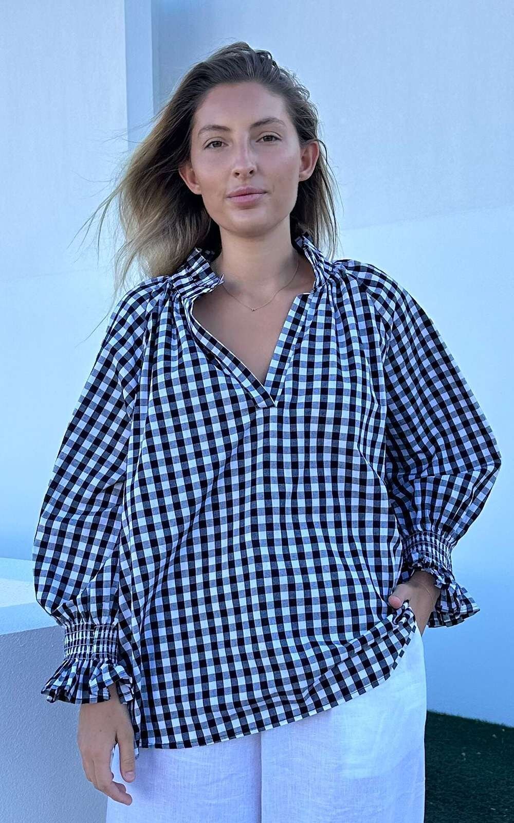 Gingham Relaxed Top product photo.