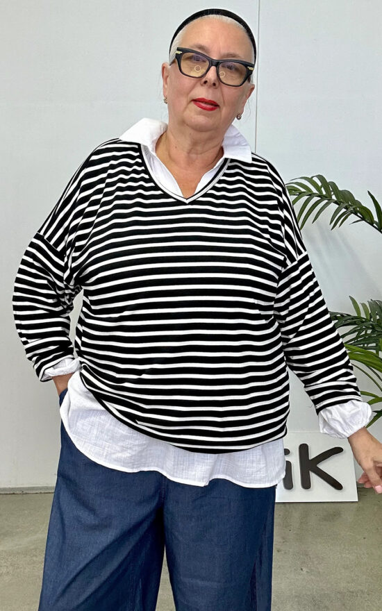 Striped Relaxed Top product photo.