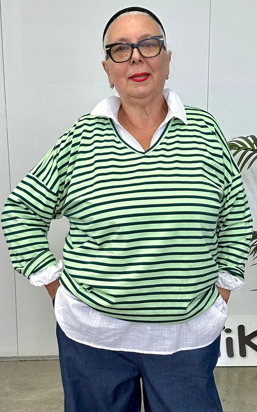 Striped Relaxed Top product photo.